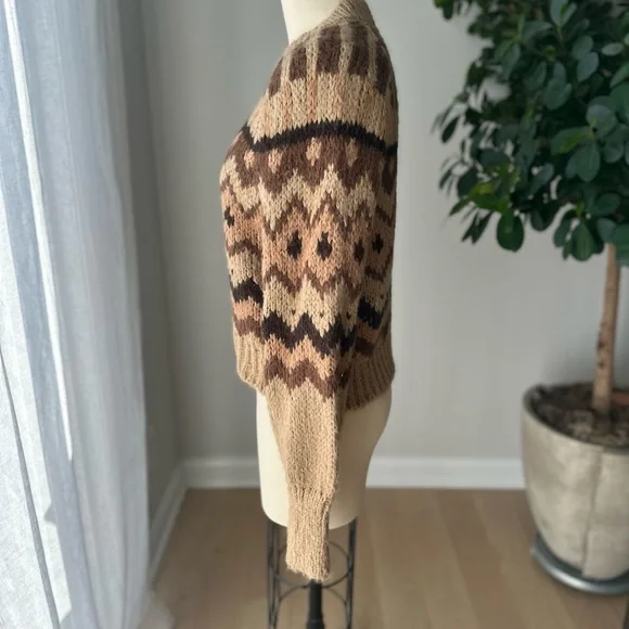 Anthropologie Brown and Tan Patterned Sweater - Picture 2 of 7